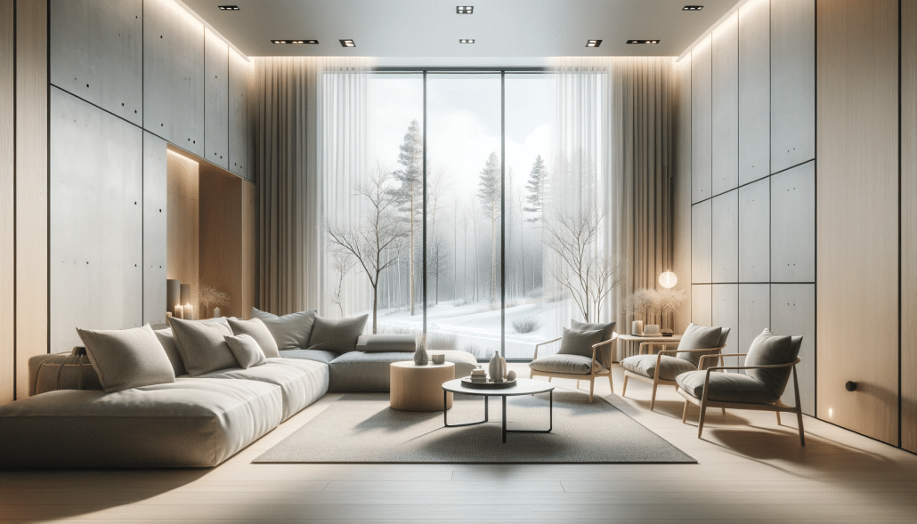 Toronto S Housing Market In Review Challenges And Predictions For 2024   DALL·E 2024 01 05 08.04.37 A Photo Realistic Image Of A Modern And Scandinavian Inspired Luxurious Interior Sitting Area. The Design Features Minimalist Yet Cozy Elements With  1030x589 